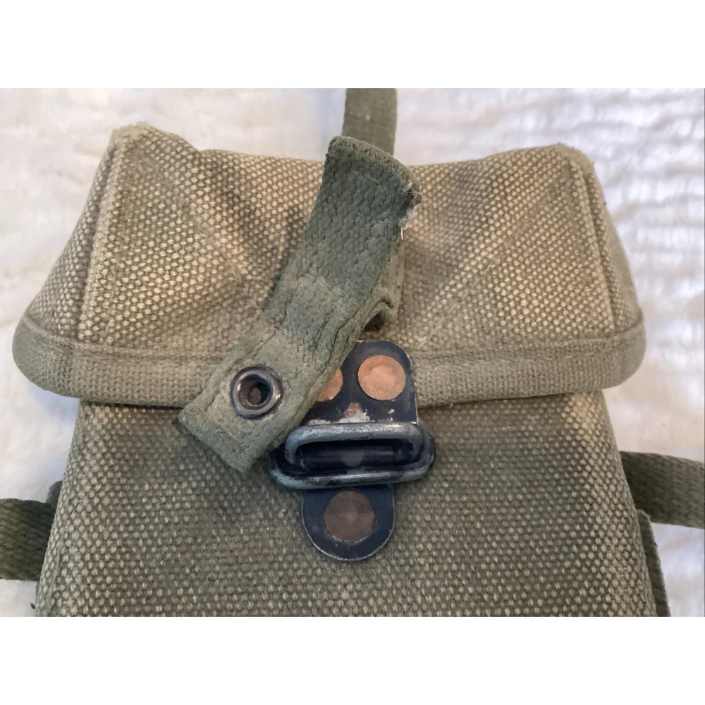 Vietnam Era US Army Military OD Green Canvas Ammo Magazine Pouch Case Vtg 1960s